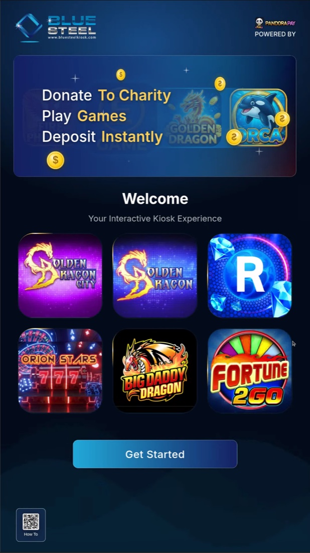 Browse & Play - Blue Steel Kiosk screen